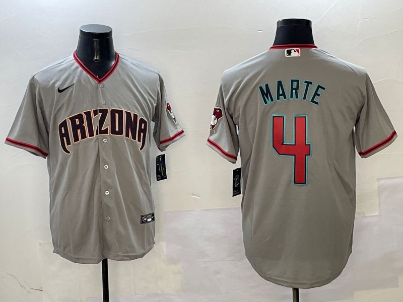 Men Arizona Diamondback #4 Marte Grey Game 2025 Nike MLB Jersey style 6